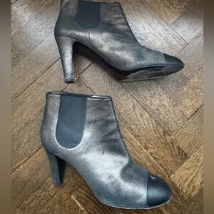 CHANEL Black Metallic Ankle Booties Size 42